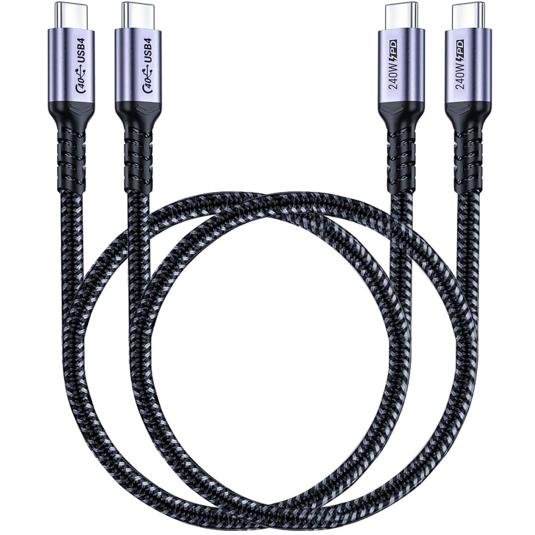 1.5FT USB 4 Cable 2 Packs 40Gbps USB 4 Cable with 240W Fast Charging and 8K Video Display Compatible with Thunderbolt 4, Thunderbolt 3, MacBook, iPhone 16/16 Plus/16 Pro Max
