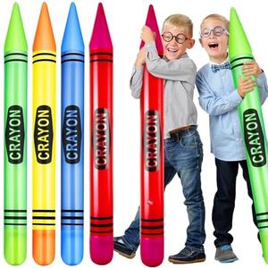 4 Pcs 43.3 Inch Jumbo Inflatable Crayons Balloons Neon Large Blow up Crayons Giant Prop Decorations for Birthday Classroom Party Decor Back to School Decorations(Green, Yellow, Blue, Red)