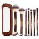 MAANGE 7 PCS Foundation Makeup Brush Set With Bag, Make up Brushes, Eyeshadow Concealer Brush, Double-ended Foundation Contour Powder Blush, Professional Face brush Set Tools For Liquid,Cream(Apricot)