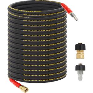 100FT Pressure Washer Hose 3/8''- 5000 PSI High Tensile Wire Braided Kink Resistant Power Washer Hoses Extension, Hot & Cold Water Max 140F with 2 Pcs M22-14mm 3/8" Quick Connect Kits