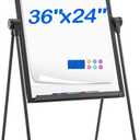 U Stand White Board Easel, 36x24 Double Sided Magnetic Dry Erase Board with Flipchart Paper Pad Height Adjustable Whiteboard with Sturdy Aluminum Frame for Home Office Classroom, Black