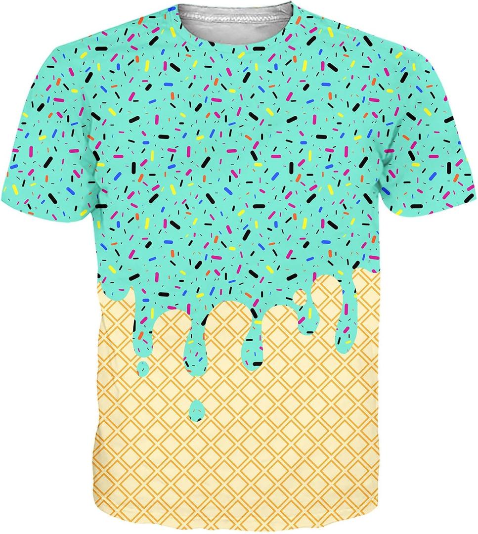 Move Dance Men Kids T-Shirts Ice Cream Crewneck Short Sleeve Summer Graphic Tees Top (M)