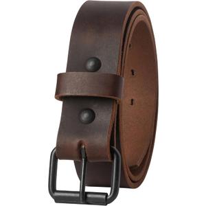 American Made Leather Belts for Men | Men's Leather Belt | Made in the USA Mens Belt (Pant Size 32 (Belt Size 34), Chocolate Brown | Black Roller Buckle)