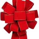 3pcs Red Velvet Ribbon Christmas Bows with Golden Wire, Handmade(26"x 12") Wired Large Ribbons, Thanksgiving/Christmas Tree Topper, Garland/Wreath, Tree Topper Decor