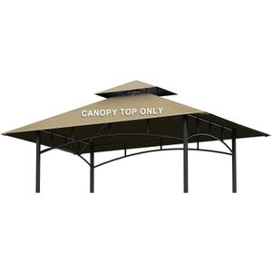 Grill Gazebo Replacement Canopy Top - AONEAR 5'x8' Outdoor BBQ Tent Roof Cover Double Tiered Outdoor Grill Shelter Fit for Model L-GG001PST-F (Khaki)