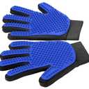 Upgrade Efficient Pet Hair Remover Gloves - Gentle Shedding Brushes for Dogs, Cats & Horses with Long and Short Hair - 1 Pair (Blue)