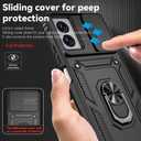 for Moto G Power 2024 Case,Motorola G Power 2024 Case with Tempered Glass Screen Protector and Slide Camera Cover, Magnetic Ring Car Mount Holder Cover for Motorola Moto G Power 2024 Black