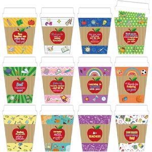 5 x Jansun 12 Pack Teacher Appreciation Coffee Gift Card Holders, Teacher Appreciation Gift Card Holders Teachers Day Appreciation Present for Colleague Teacher Holiday Gift Supplies