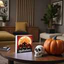 Halloween Decorations Indoor Home Room Pumpkins Table Sign Wood Box Rustic Wooden Shelf Desk Office Decor Season Sign House Warming Gifts 5.9 x 5.9 Inch