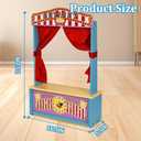Wooden Puppet Theater, Puppet Theater with Curtains for Tabletop Drama Performance, Role-Playing,Great for Shows, Events, Education and Pretend Play, Portable