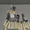 ANNOVA Flatware 20 Pieces Set/ Stainless Steel Vintage Silverware/ Cutlery, Dinner Knife/ Dinner Fork/ Salad Fork/ Dinner Spoon/ Dessert Spoon, Mirror Polished, Service for 4 - Ivory/ Cream