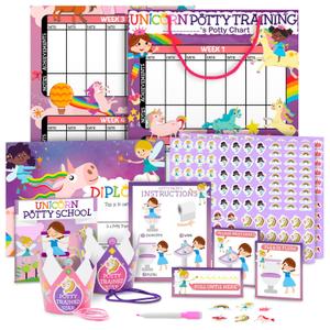 Potty Training Chart for Toddlers Girls, Unicorn Design - Sticker Chart, 4 Week Reward Chart - 213 Cute Stickers, Certificate, Instruction Booklet & Motivational Cards - Bonus Celebratory Crown Potty Training Chart for Toddlers Girls, Unicorn Design - Sticker Chart, 4 Week Reward Chart - 213 Cute Stickers, Certificate, Instruction Booklet & Motivational Cards - Bonus Celebratory Crown