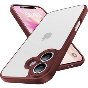 for iPhone 17 Case, [Ribbed Non-Slip Sides] [Military-Grade Drop Protection] [Full Camera Protection] Anti-Yellow Soft-Touch Shockproof Slim Phone Case for iPhone 17, WineRed