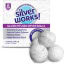 Wool Dryer Balls Laundry Reusable - Odor Eliminating Dryer Laundry Balls with Silver Technology - Natural Fabric Softener and Static Reducer, Reduce Drying Time and Energy Costs - 4 Pack