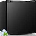 Antarctic Star Mini Fridge with Freezer, Rated 1.6 cu.ft, Small Upright Refrigerator with Removable Shelves, 7 Adjustable Thermostat, Low Noise for Bedroom/Apartment/Office,Black