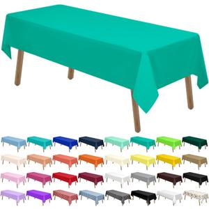 4 x PARTY ULYJA Teal Plastic Tablecloths 2 Pack Disposable Table Covers 54 x 108 Inch Bridal Shower PEVA Solid Table Cloths for BBQ Picnic Birthday Wedding Banquet Parties 8 ft Rectangle Table Use