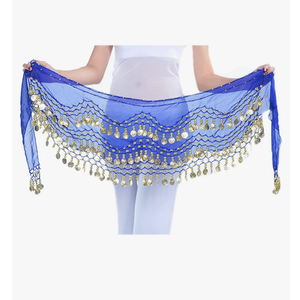 Lauthen.S 128 Coins Belly Dance Hip Scarf Tribal Belt Halloween Genie Costume Accessory