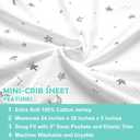 American Baby Company 3 Pack 100% Natural Cotton Fitted Mini Crib Sheets 38" x 24" - Soft & Breathable Small Nesting Portable Sheets, Fits Pack N Play Mattresses, Gray Star/Zigzag, for Boys & Girls