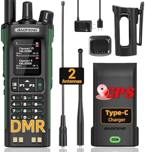 Ham Radio BAOFENG DM32 DMR Radio Handheld Rechargeable Walkie Talkies Long Range DM32UV 5RM Two Way Radio NOAA Weather Radio with GPS, Copy Frequency 2500mAh Battery USB-C Charging with Radio Holster