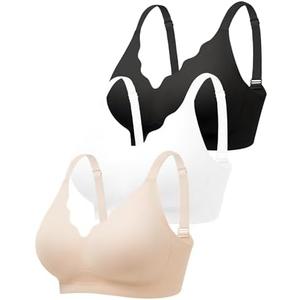 Cuteio Wireless Jelly Bras for Women No Underwire with Support, Seamless Bralettes Everyday Comfort T-shirt Padded Bra, Large 