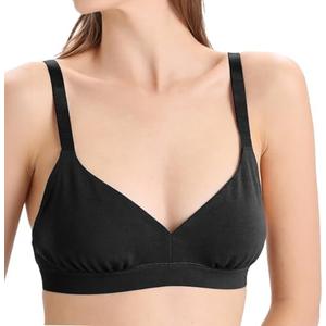 gyprprer 100% Merino Wool Women’s Wireless Triangle Bra，Merino-Wrapped Elastic Band – Everyday Bralette for Yoga Medium, Black