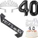 RIP to My 30s Birthday Decorations with 40th Birthday Crown, RIP to my 30s Sash, Cake Topper and Candles, Number Balloons, 40 Year Old Gifts for Women