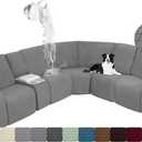 ALIECOM Waterproof Reclining Sectional Couch Covers for Reclining Sectional Stretch L Shaped Recliner Sofa Cover Washable Pet Dog Corner Sofa Slipcovers Protector (5 Seat and 1 Console, Middle Grey)