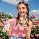 Girls Cute Case for iPhone 16, Large Daisy Women Phone Cases | Dual-Layer Shockproof Protection