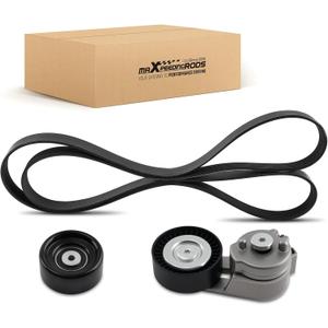 maXpeedingrods Engine Serpentine Belt Drive Kit for Jeep WJ Series Grand Cherokee 1999-2004 Wrangler 2000-2006 4.0L 04854089A 04854089AB Idler Pulley and Belt Tensioner Kit