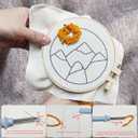 Soleeya Punch Needle Kits Adults Beginner 8 Pcs Punch Needle Coaster Kit Landscape Patterns Stitching Punch Embroidery Including Yarn Hoop Needle, Rug Tufting Coaster DIY Craft Gifts