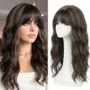 Hair Toppers for Women with Thinning Hair 20 Inches Long Wave 360 3D Synthetic Clip in Topper Hairpieces with French Bangs Big Base Adds Volume and Natural Coverage