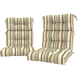 LVTXIII Outdoor Tufted High Back Cushions Set of 2 Patio Seasonal Replacement Rocking Chair Cushion with Ties, Solid Seat and Back Chair Cushion, (44 L x 22W, Stripe Onyx)