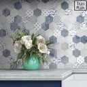 The Tiles Plaza 10-Sheet Peel and Stick Backsplash, Blue Cement Hexagon Stone Composite Marble Looks Self Adhesive Wall Tile, Stick On Tiles for Kitchen Bathroom Shower, Cover 9 Sq Ft.