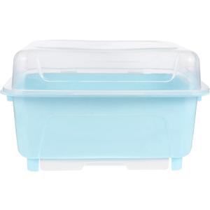Operitacx Kitchen Dish Drying Rack Box with Lid 13X10.2X7.9 Inch Cutlery Organizer for Bowls and Chopsticks Covered Storage Solution for Home and Restaurant