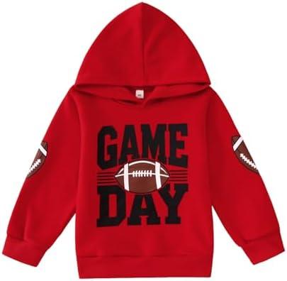 GLIGLITTR Toddler Baby Boy Football Hoodie Sweatshirt Kids Game Day Football Outfit Long Sleeve Sport Fans Casual Pullover (Red, 4-5T)