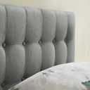 Modway Emily Tufted Button Linen Fabric Upholstered Twin Headboard in Gray