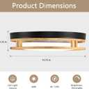 Dimmable LED Wood Ceiling Light, Black, 5CCT, 15.74 Inch