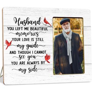 Memorial Cardinal Gifts Picture Frame for Loss of Husband, Sympathy Gifts, In Loving Memory Wooden Picture Frames for Loss of Husband