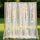 2 Panels White Tulle Backdrop Curtain with Lights String & 5 Pcs Artificial Hanging Flowers Garland 108ft Sheer Backdrop Curtains for Wedding Baby Shower Valentines Birthday Home Decor