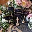 20PCS Wood Mini Chalkboard Sign and Replacement Stickers, Food Labels for Party Buffet, Black board for Message Board Signs, Weddings Place Cards, Birthday Party, 2 Pack