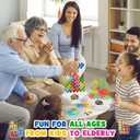 WOWNOVA 64PCS Deluxe Tetra Tower Game for Family Game Night, Balance Stacking Blocks Tower Board Game for Fun Party Games, Stacking Game for Kids & Adults, with Prize Wheel&Cute Clear Storage Box, 12.5 cm x 19.5 cm x 11.7 cm