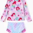 Disney Frozen Elsa Stitch Marvel Toddler Girl Two Piece Long Sleeve UPF50+ Swimsuit Rashguard Sets Bathing Suit 5-6Y