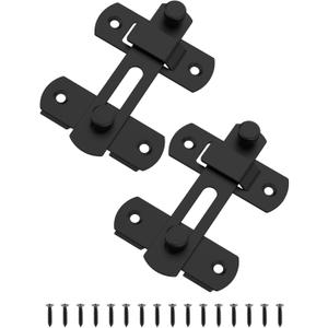 Sliding Barn Door Lock, Stainless Steel Safety Flip Gate Latches & Door Bolt Locks for Wine Cabinet, Bathroom, Outdoor, Garage, Garden, Closet (2, Black)