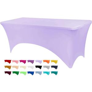 BDDC Table Covers for 6 Foot Tables, Light Purple Washable and Wrinkle Resistant Stretch Tablecloths Rectangle 6ft for Events, Wedding, Banquets, Parties