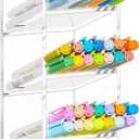 Acrylic Pen Organizer Storage Vertical Marker Organizer Acrylic Pen Display Holder for Office Desk Desktop Stationery Pencil Storage(Clear,3.4 x 4 x 10.2 Inch)