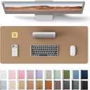 YSAGi Leather Desk Pad Protector, Office Mat, Large Mouse Pad, Non-Slip PU Blotter, Laptop Waterproof Writing for and Home (23.6" x 13.8", Khaki)
