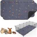 Sunheir 2 Pack Washable Guinea Pig Pee Pads, 24" x 48" Waterproof Reusable Guinea Pig Cage Liners, Absorbent Bedding Training Mat for Small Animal Guinea Pigs Rabbit Bunny Hamster (Leaves  Deep Grey)