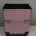 Joligrace Rolling Manicure Table 5 Drawers Foldable Nail Desk Cosmetology Case on Wheels Makeup Case with Brush Pouch for Technician Workstation Mobile Makeup Artist Trolley, Shiny Pink