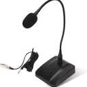 Gooseneck Condenser Microphone, 6.35mm Wired Microphone with Mute Button Desktop Microphone Computer Mic Podium Microphones Desktop Paging Mic Corded Voice Mic for Meetings Lectures Recording