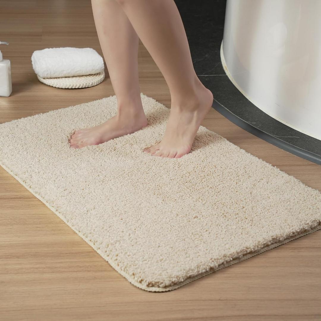 Luxury Quick Dry Non-Slip Bathroom Rugs24'' x 36'' Beige Highly Absorbent Washable and Ultra Soft, Extra Thick Fluffy Bath Mats for Shower/Kitchen/Bathtub Floor